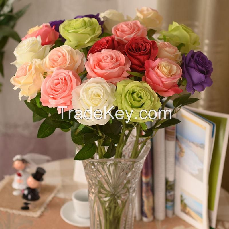 New Artificial Fake Silk Circle Center Rose Flower Bouquet For Home Wedding Decor Table Centerpieces Decoration 