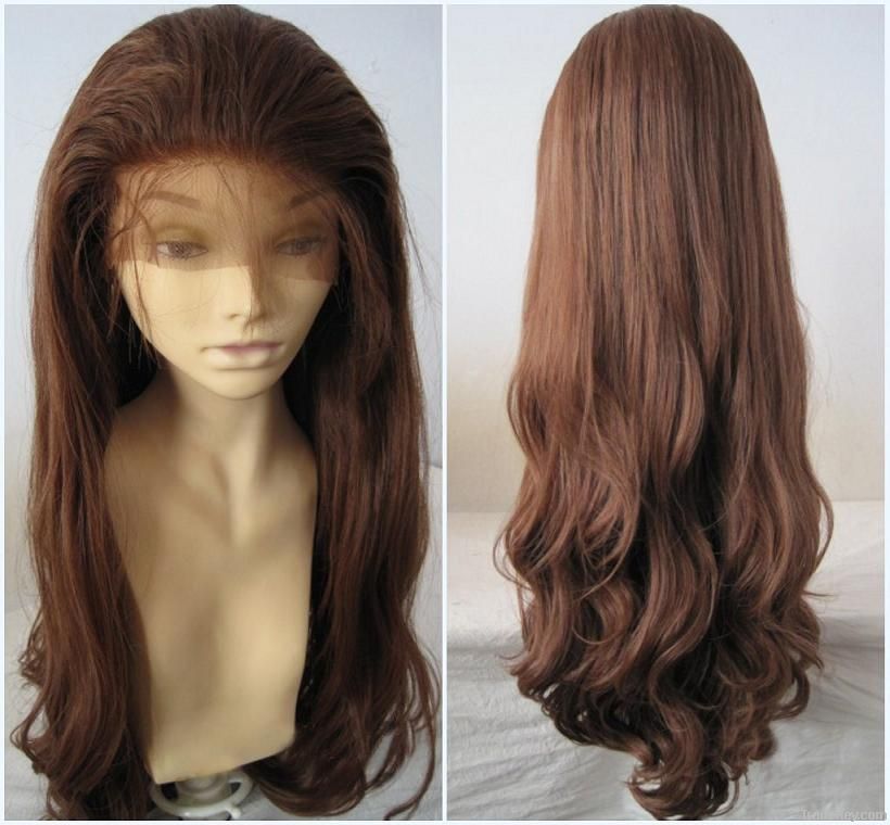 Natural wave human hair lace wig