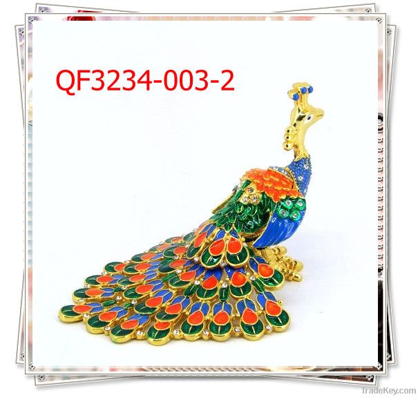 Fashion Peacock Metal Trinket Boxes(QF3234-003)