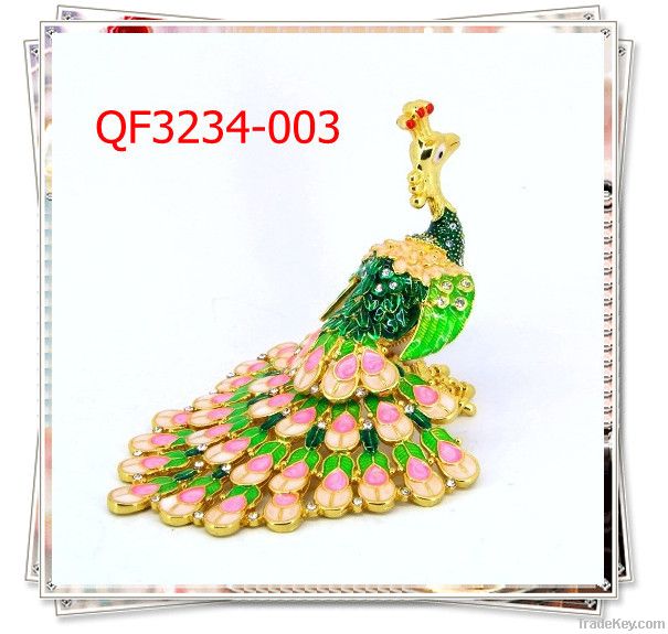 Fashion Peacock Metal Trinket Boxes(QF3234-003)