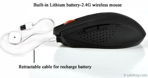 6 Key, 2.4G  wireless optical  mouse, rechargeable mouse