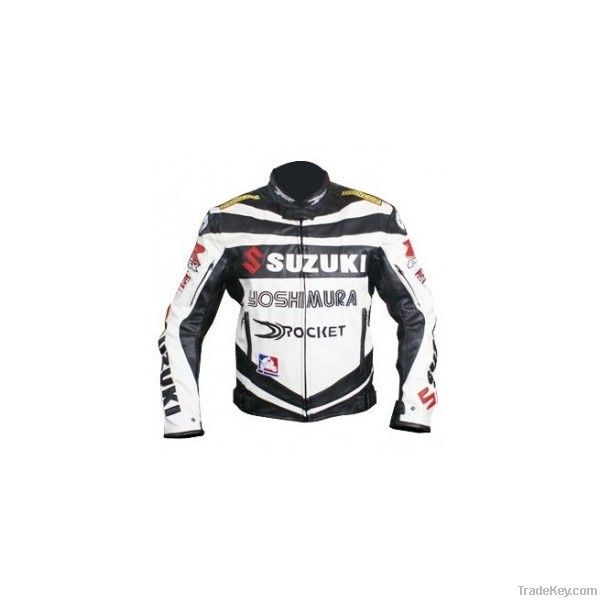 Classic Men's Black and white motorcycle jacket