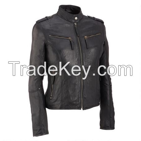 Women Leather Motorbike Jackets, Genuine Cow Hide Leather