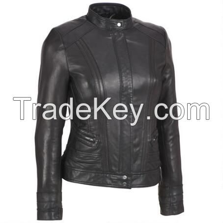 2017 Wholesale Pu Leather High Quality Women leather motorcycle jacket