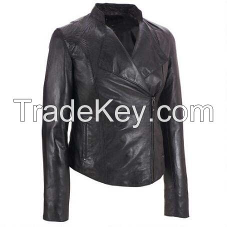 Women Motorbike Leather Jacket & Motorcycle Clothing Quality Black