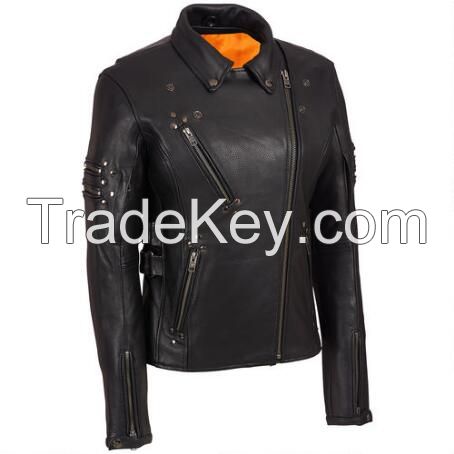 black white motorcycle wholesale leather jacket, black blank stripe white