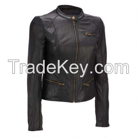 soft thin leather jacket/motorbike leather jacket for lady