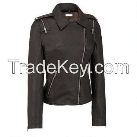 New Design Hot Selling Women Genuine Leather Motorbike Jackets