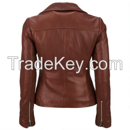 Factory Price Custom Women Motorcycle PU Leather Jacket