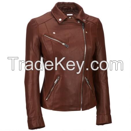 Factory Price Custom Women Motorcycle PU Leather Jacket