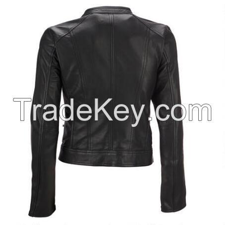 soft thin leather jacket/motorbike leather jacket for lady