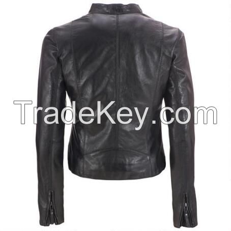 Women Motorbike Leather Jacket & Motorcycle Clothing Quality Black