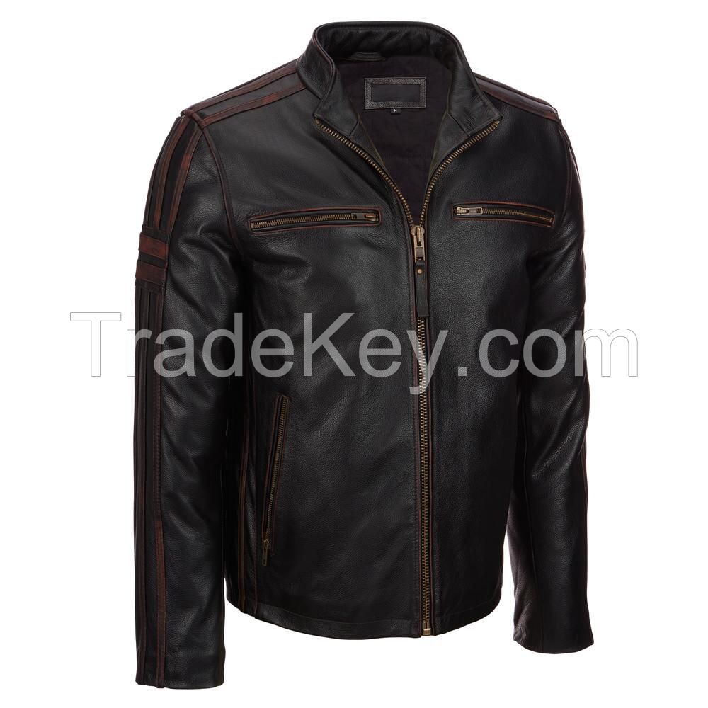 Latest design wholesale cheap black men's motorbike leather jacket