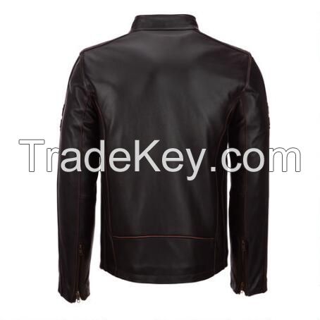 Latest design wholesale cheap black men's motorbike leather jacket