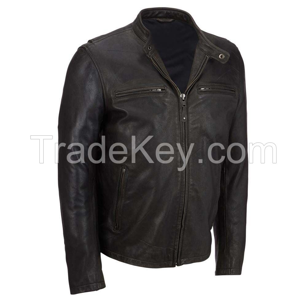 Prime Men's Slim Fit Motorbike Leather Jacket