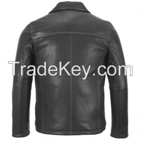 Buckle Belt Design Fashion Motorcycle Leather Jacket Men