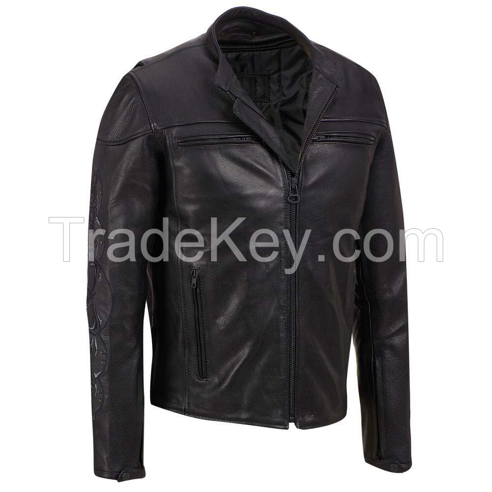 Men Motorbike Leather Jacket CE APPROVED PROTECTOR JACKET