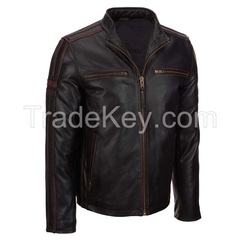 Nastro gears Men Motorbike Motorcyle racing geniune cowhide Leather jacket