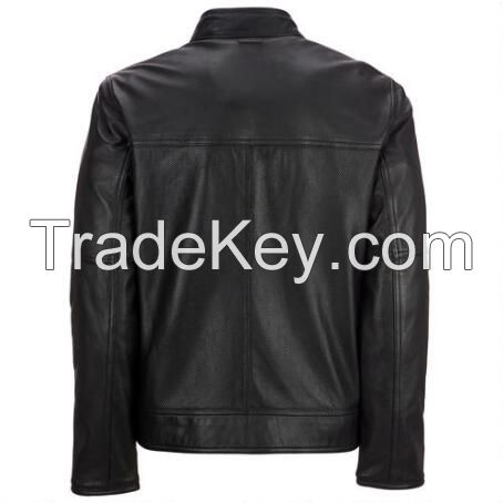 Biker leather jacket with belt for man