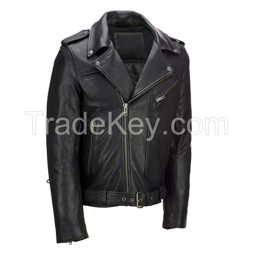 Mens Black Vintage Classic Motorbike Stylish Brando Real Leather Biker Jacket