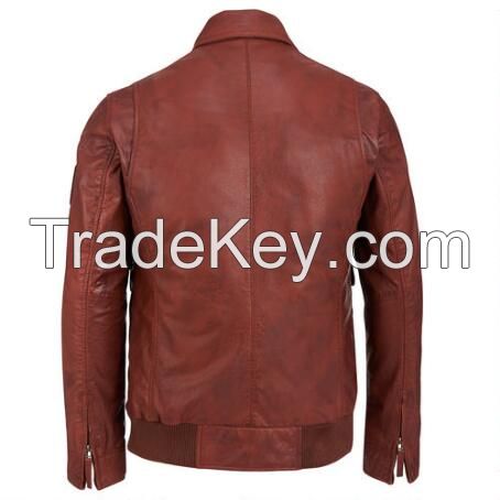 Mens leather motorcycle jacket Semi Motorbike,Factory directly fashion leather jacket coat