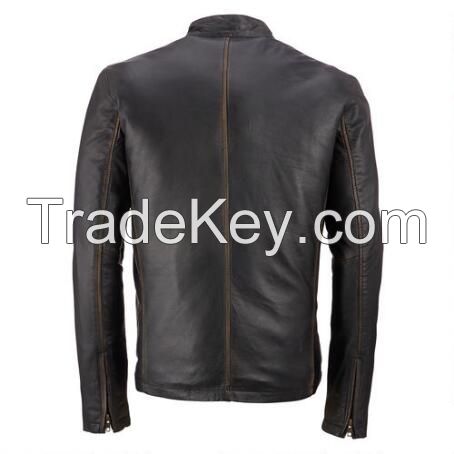 Motorbike jackets - New Motorbike man Black Leather Jacket three toned