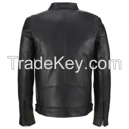 Wholesale Men PU Leather Motorbike Jacket Washed Slim Fit Leather Coat