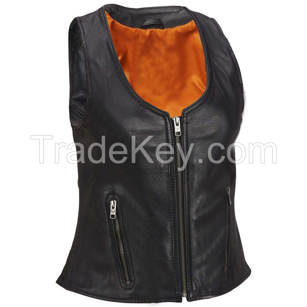fashion print vest for autumn,women sleeveless leather jacket leather