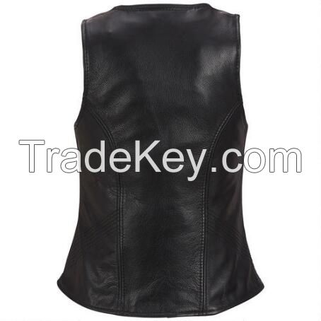 fashion print vest for autumn,women sleeveless leather jacket leather
