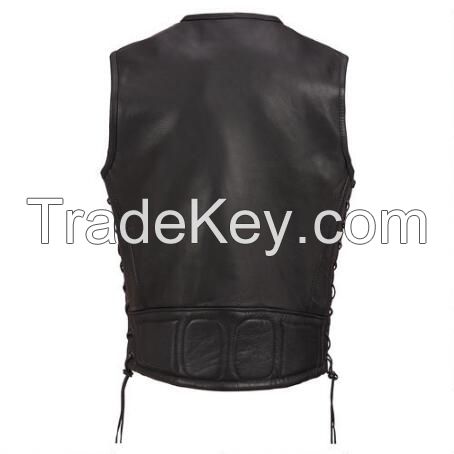 New fashion Mens Premium Buffalo Leather Vest with Side Lacing for