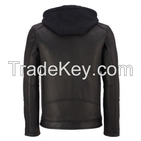 New Hooded Mens Causal Belted Design Slim Pu Leather Zipper Jacket Polar Coat