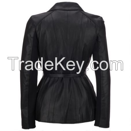 Womens Faux Leather Zip Up Bomber Jacket with Hood