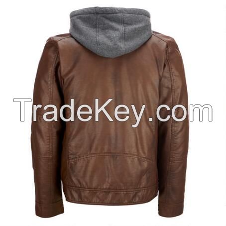 Justanned Mens Hooded Leather Jacket