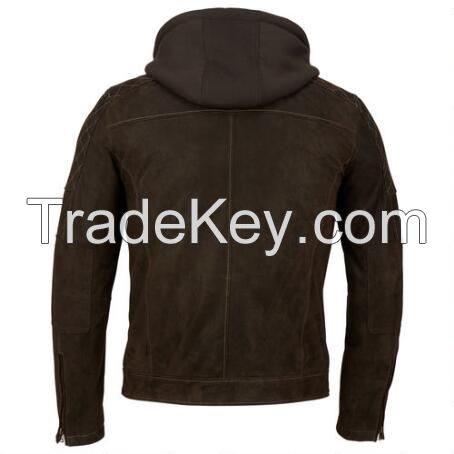 mens long sleeve winter pu leather jacker with hood wholesale