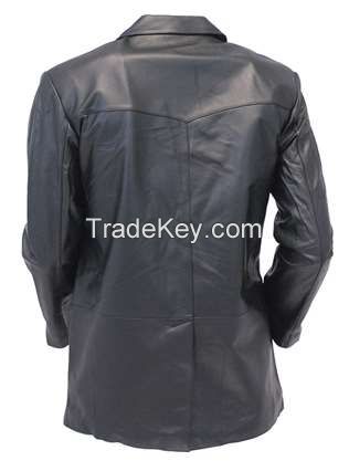black Two Button  Leather Jacket coat