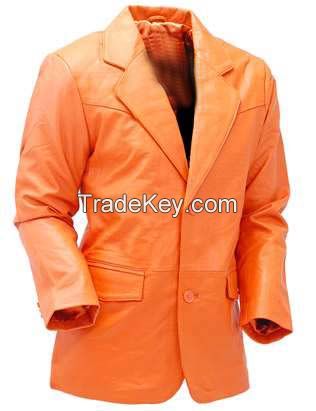 Mango/Orange Two Button leather coat