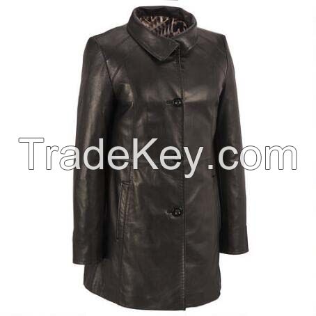 Ladies Leather Long Coat