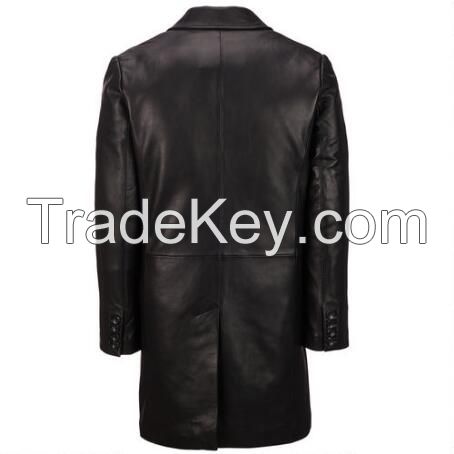 Mens Full Length Sheep Leather Blazers Long Coats Business Coats