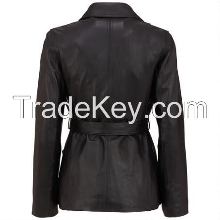 Women Fashion Leather Patchwork Long Sleeve Winter Trench Coats