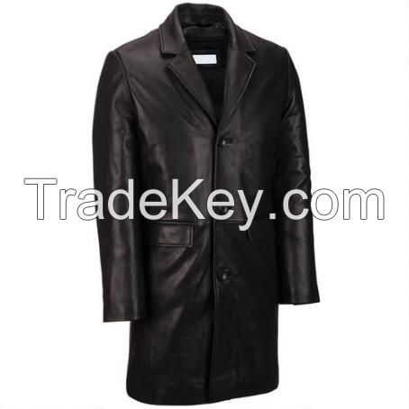 Mens Full Length Sheep Leather Blazers Long Coats Business Coats