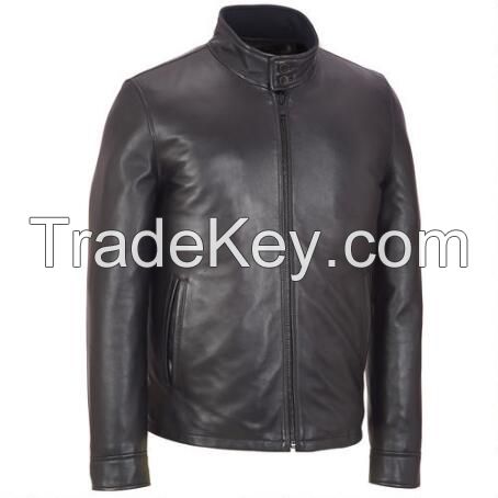 black heavy leather motorcycle jacket men