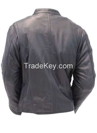 Custom logo screen printing winter jacket man leather motorcycle jacket