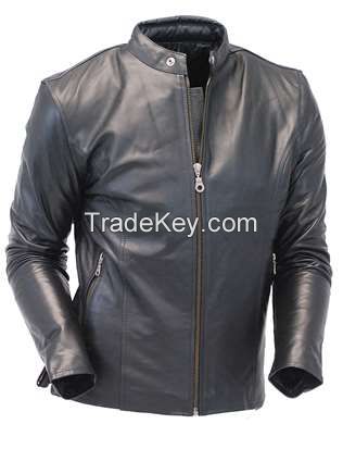 Fashion jacket/ black leather jacket/ motorcycle jacket men with zipper