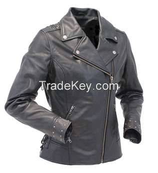 2017 New Products Motorcycle Design Leather Jacket Women
