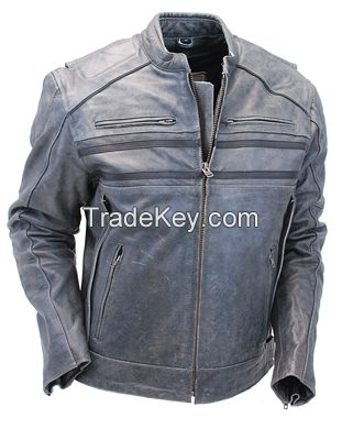New Mens Leather Jacket Slim Fit Biker Motorcycle Jacket