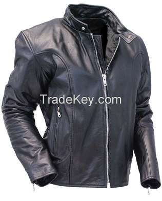 Korean Style Latest Design Men's Fashion Black Motorcycle Leather