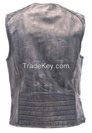 mens leather biker vest