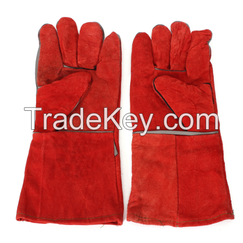 Red cow leather welding gloves