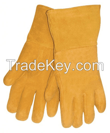 Yellow cow leather welding gloves