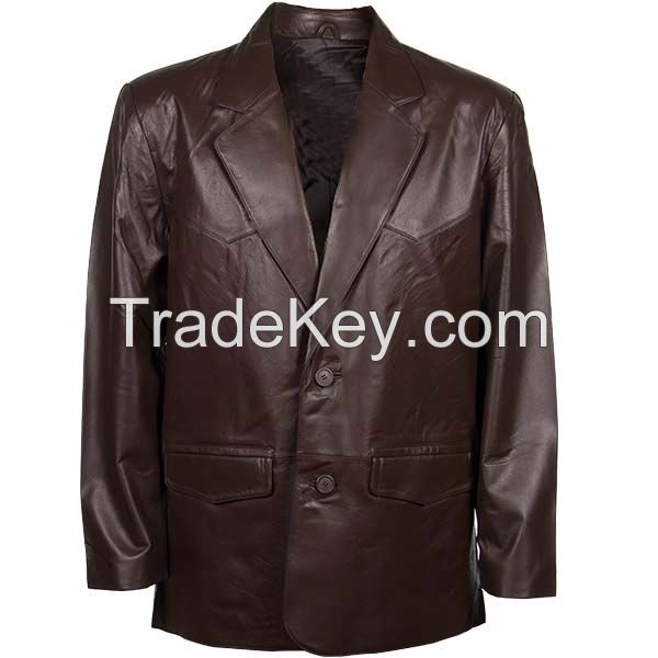 mens long black leather coat